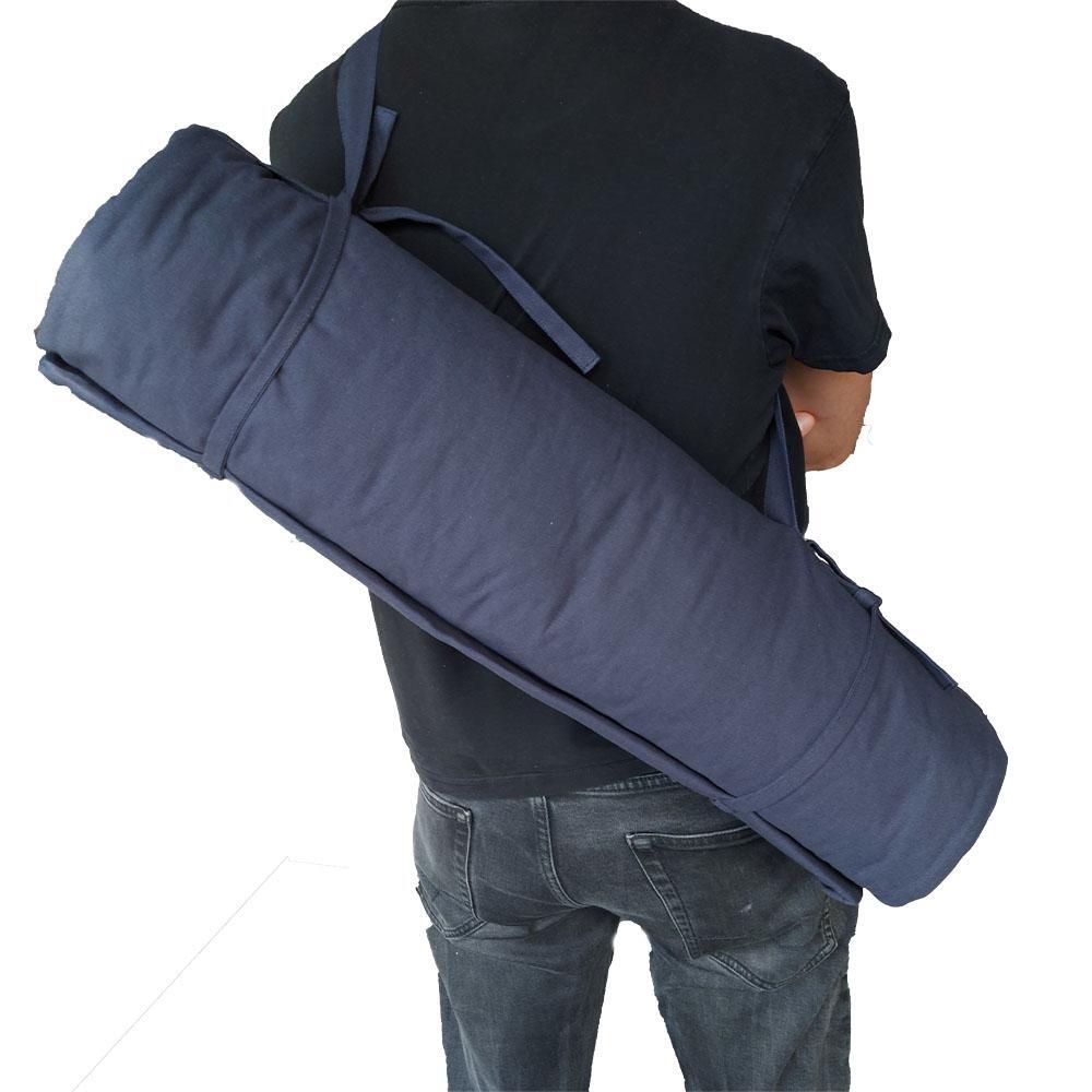 Baumwoll-Yogamatte mit Trageschlaufe – Denimblau – 200 x 65 cm 5/7