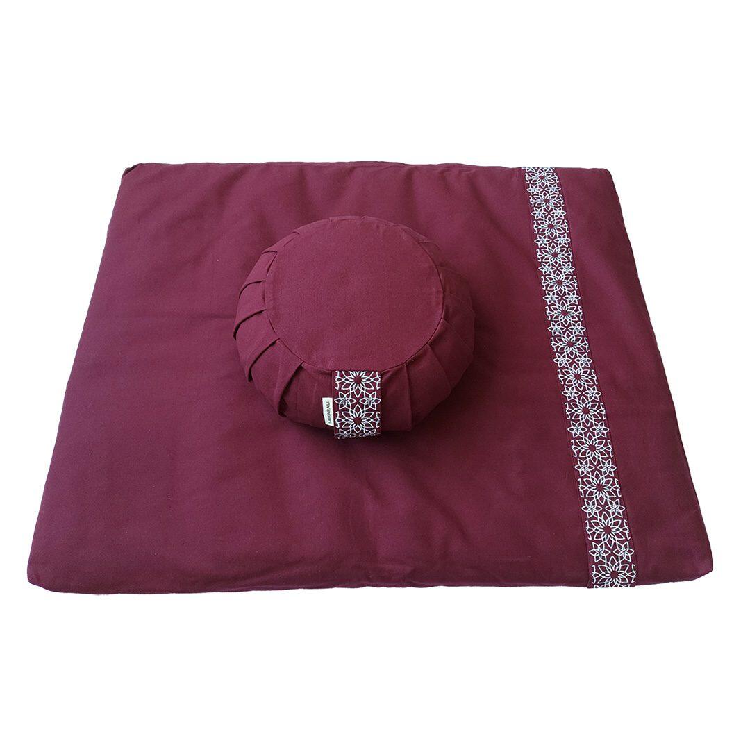 Conjunto de Meditação Samarali com Almofada Zafu Vermelha
