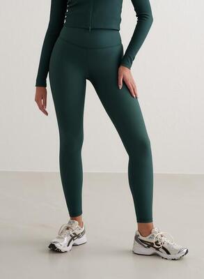 Dames yoga legging geribbelde sneldrogend donkergroen