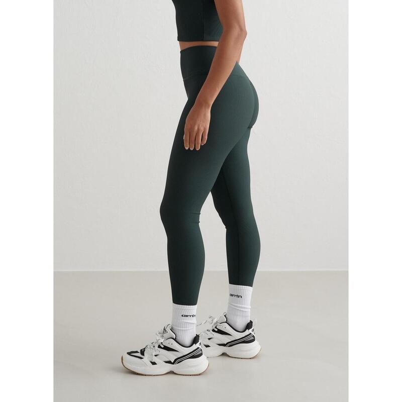 Leggings Geribbelde Performance Yoga Dames Diep Smaragdgroen aim'n