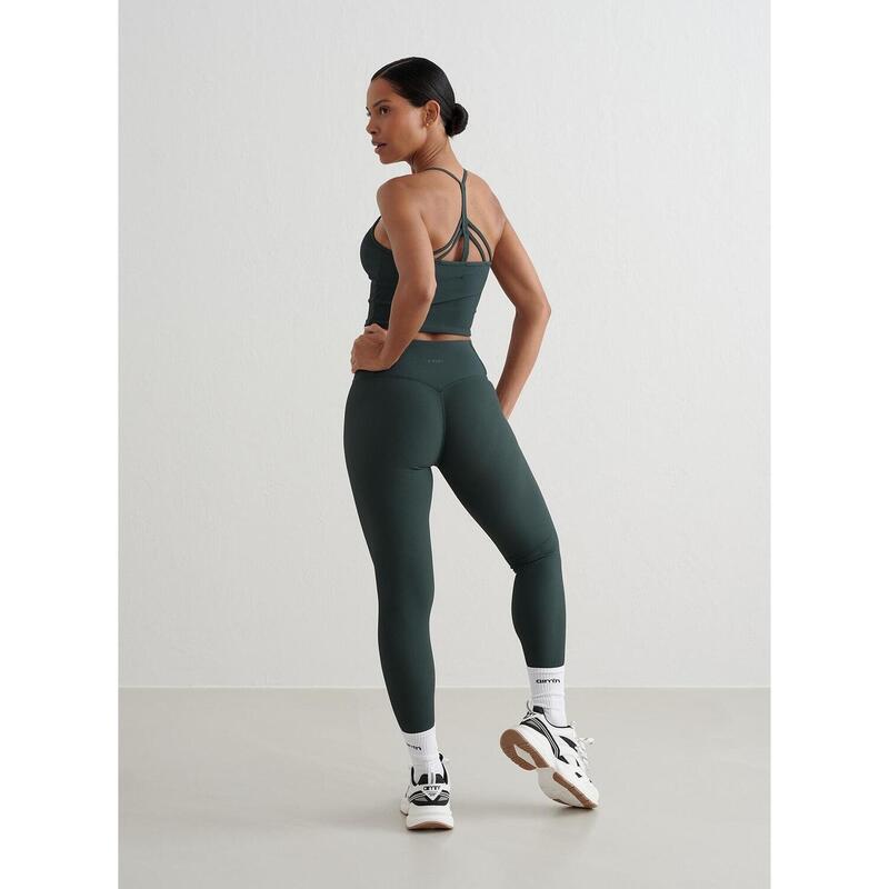 Leggings Geribbelde Performance Yoga Dames Diep Smaragdgroen aim'n