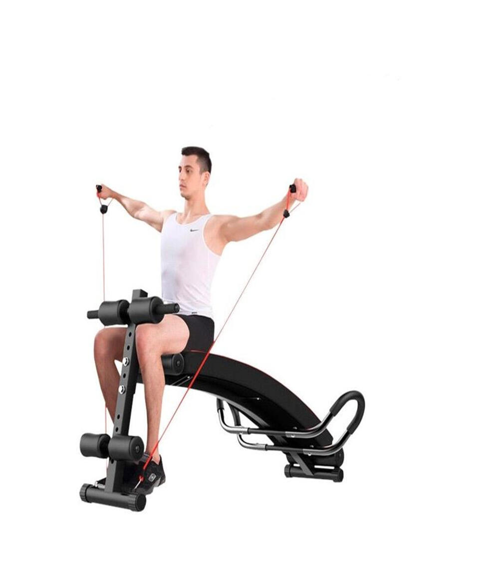Banco Musculación Abdominal Ajustable con Bandas Elásticas 4/6
