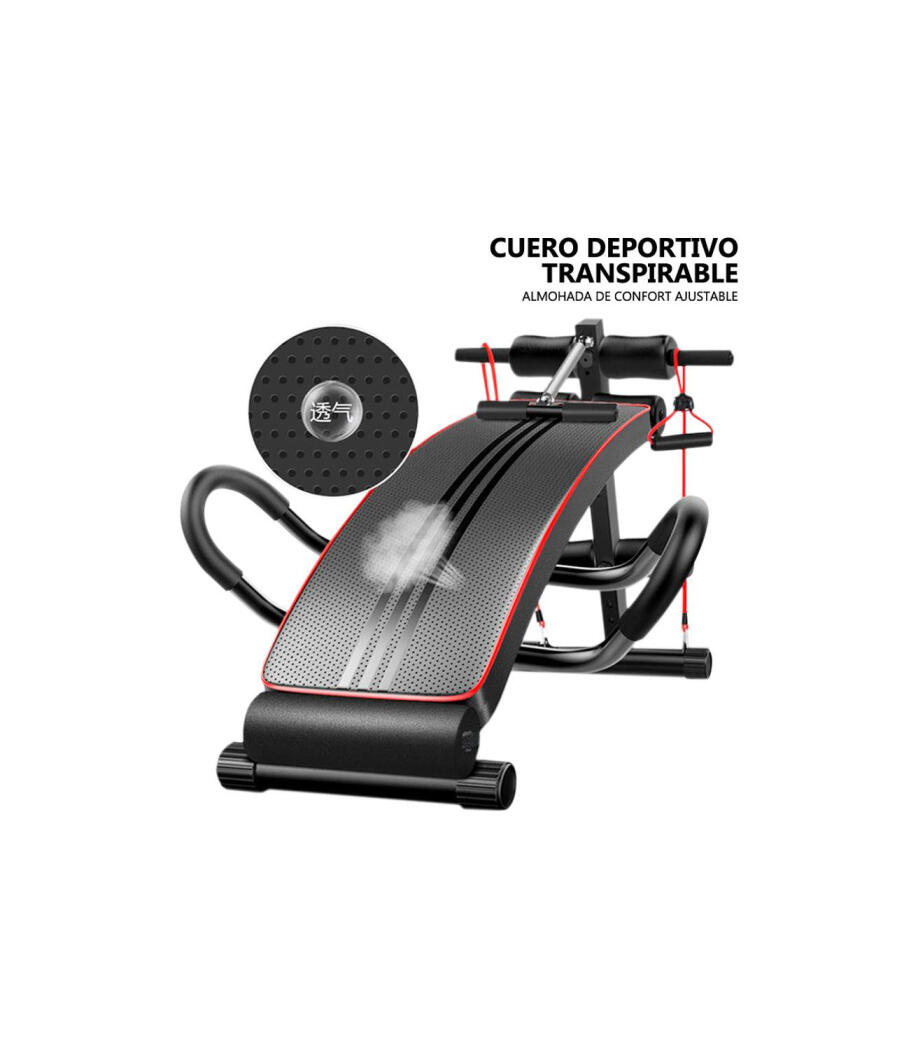 Banco Musculación Abdominal Ajustable con Bandas Elásticas 5/6