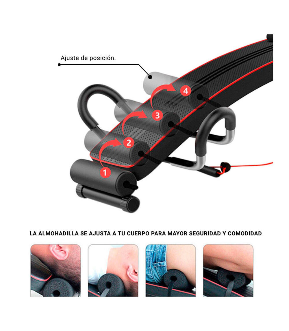 Banco Musculación Abdominal Ajustable con Bandas Elásticas 6/6