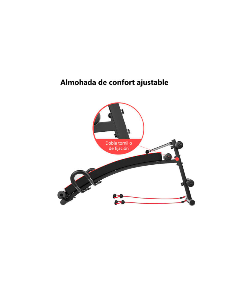 Banco Musculación Abdominal Ajustable con Bandas Elásticas 2/6
