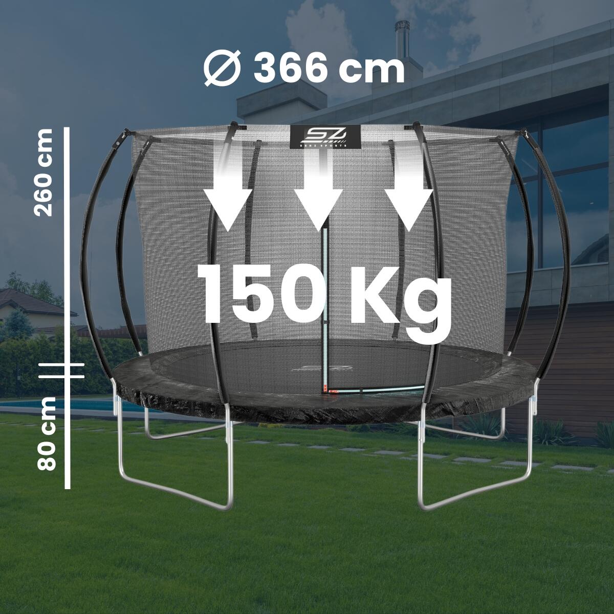 J2000 Serie - Trampolin - 366 cm - Rund 4/7