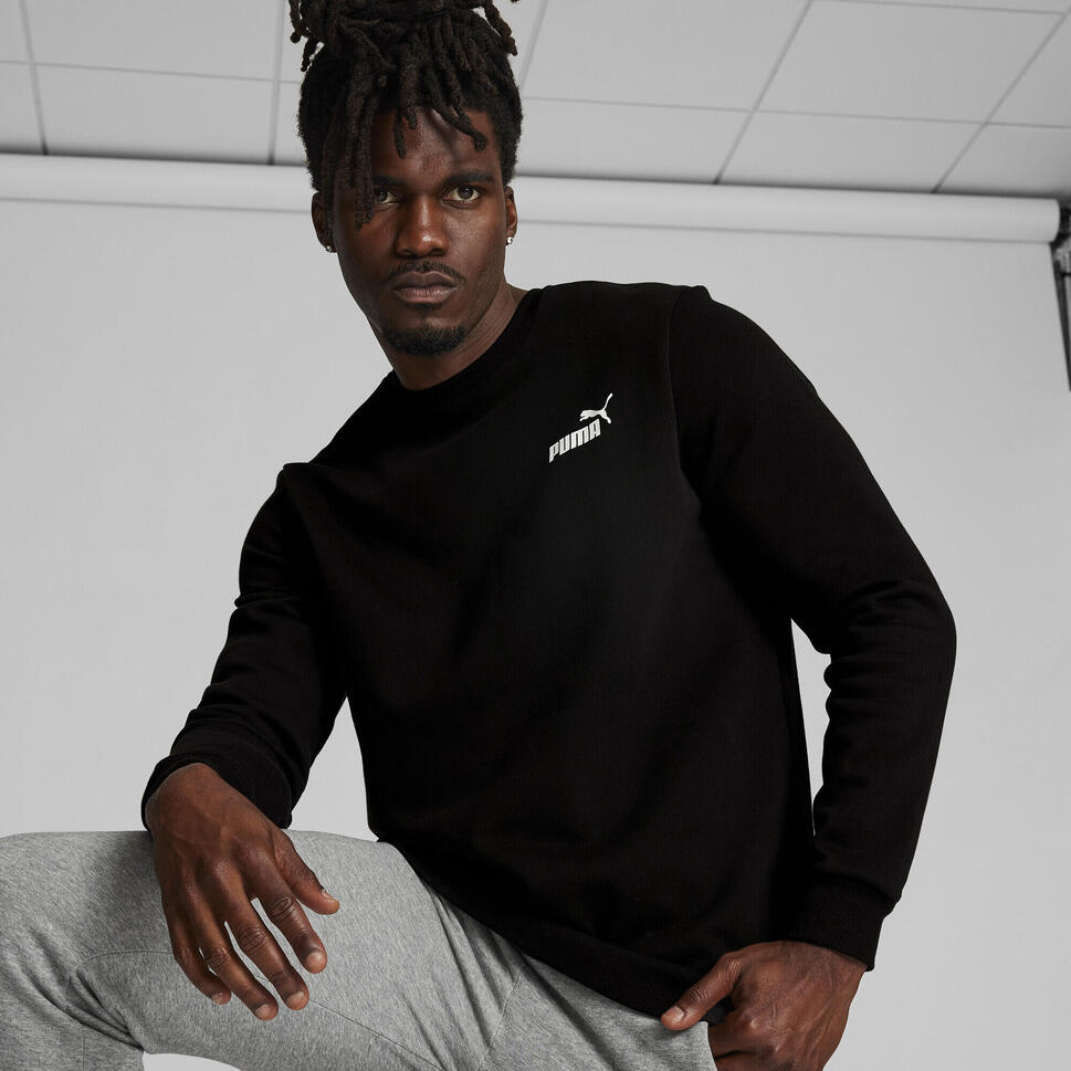 Męska bluza dresowa z małym logo i okrągłym dekoltem Essentials PUMA Black