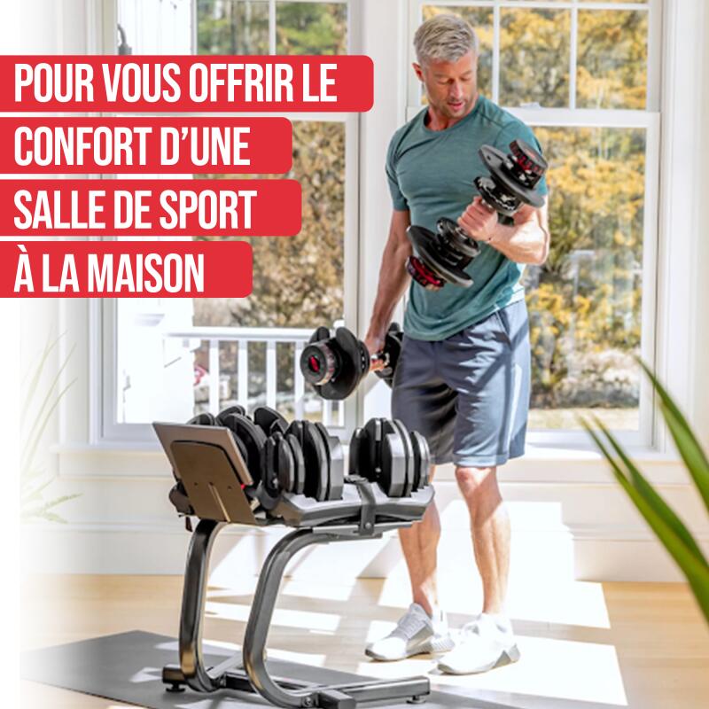 BOWFLEX - SelectTech 1090i - Paires d'haltères musculation réglable 4 à 41 kg