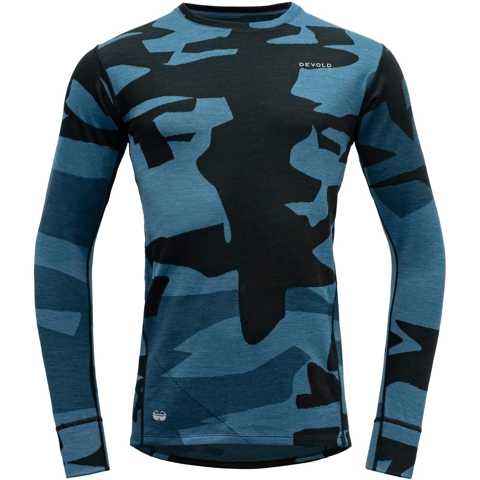 DEVOLD Bike-Funktionsshirt Kløvstien Merino Shirt MAN blue camo