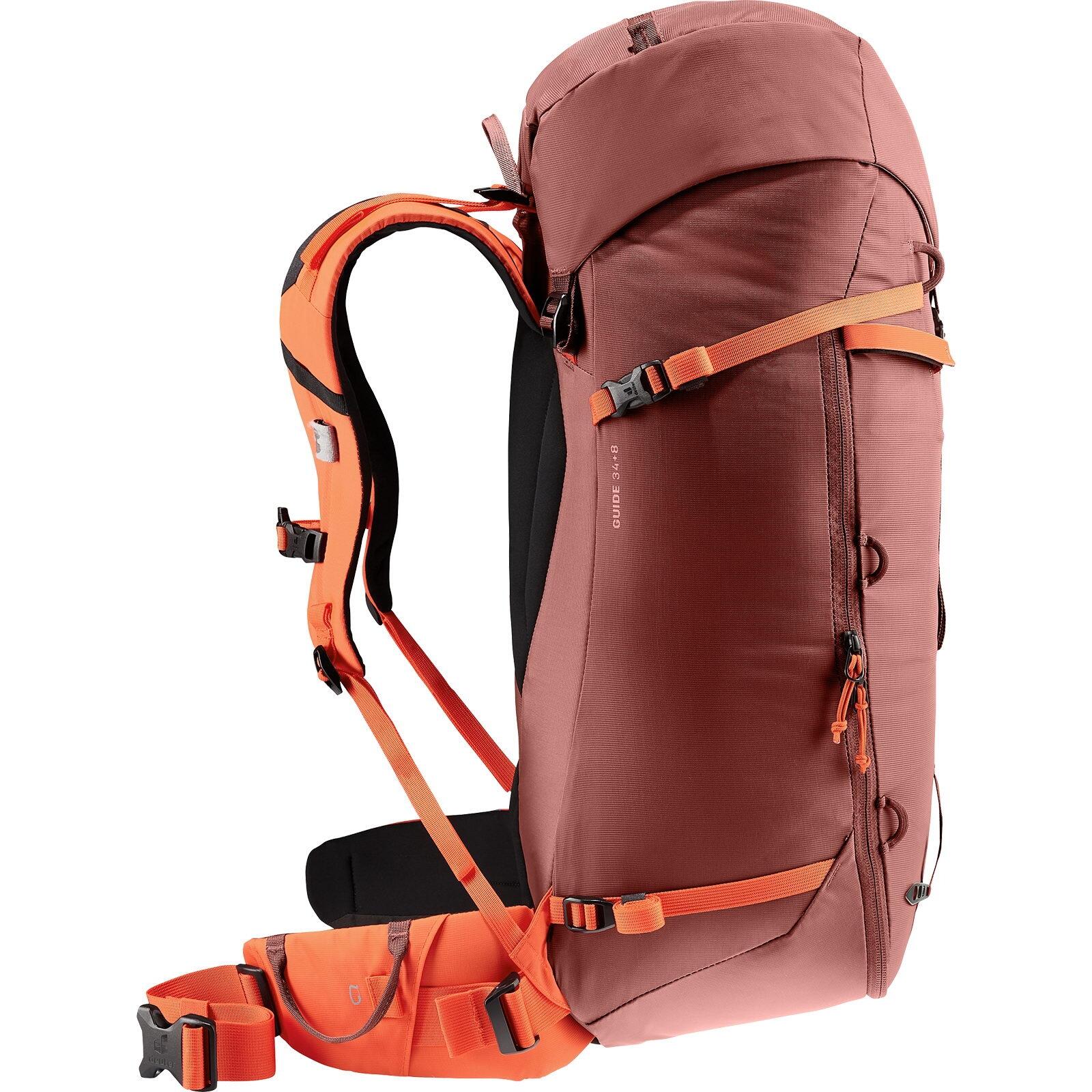 Sac d'alpinisme Deuter GUIDE 34+8 Redwood Papaya 42L Système Alpin VariFlex 3/7