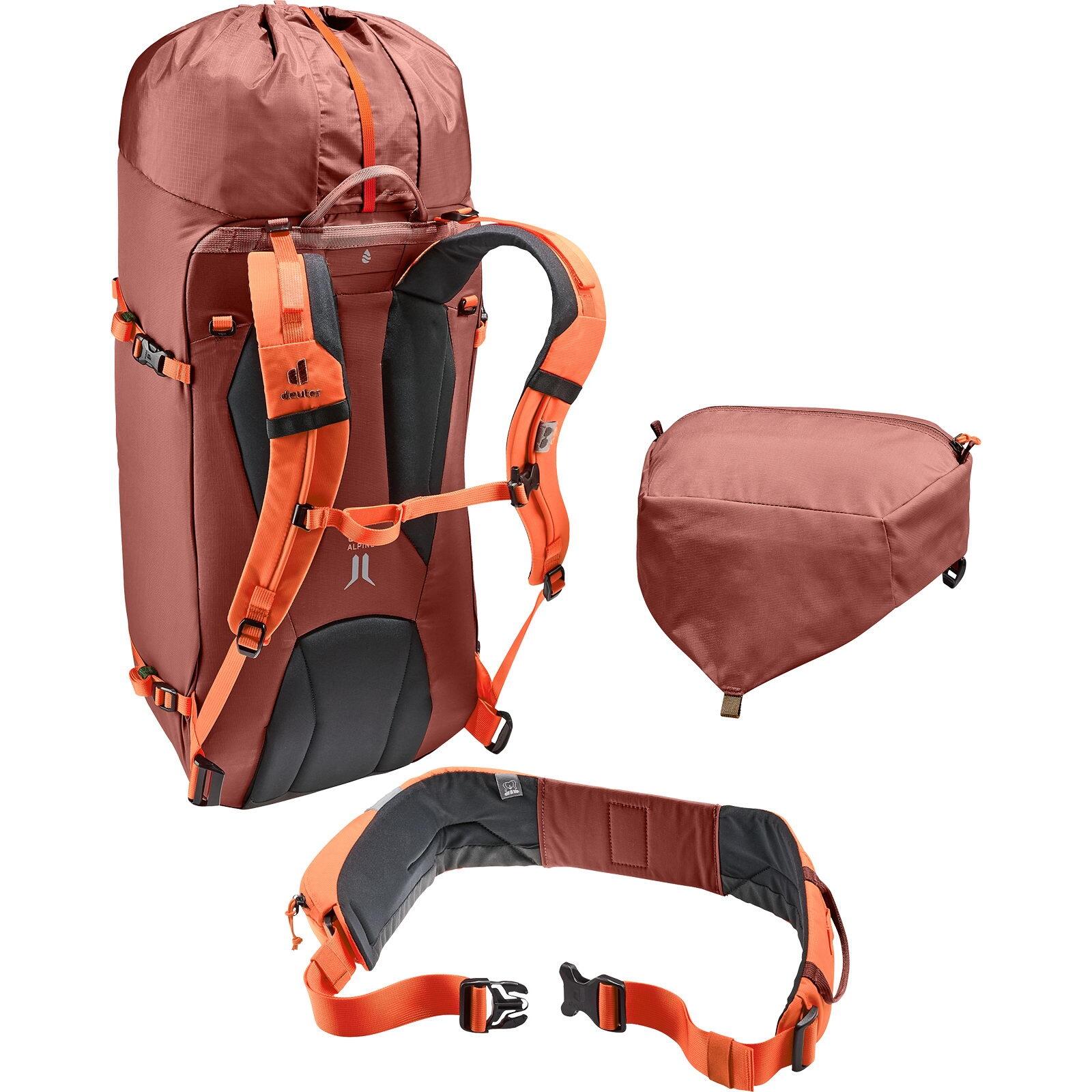 Sac d'alpinisme Deuter GUIDE 34+8 Redwood Papaya 42L Système Alpin VariFlex 7/7