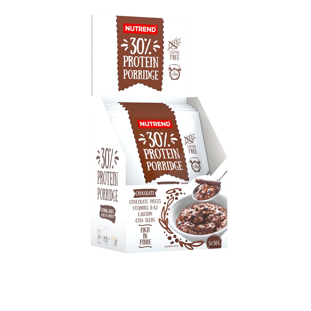 NUTREND Proteinová ovesná kaše PROTEIN PORRIDGE, 5x50 g, čokoláda