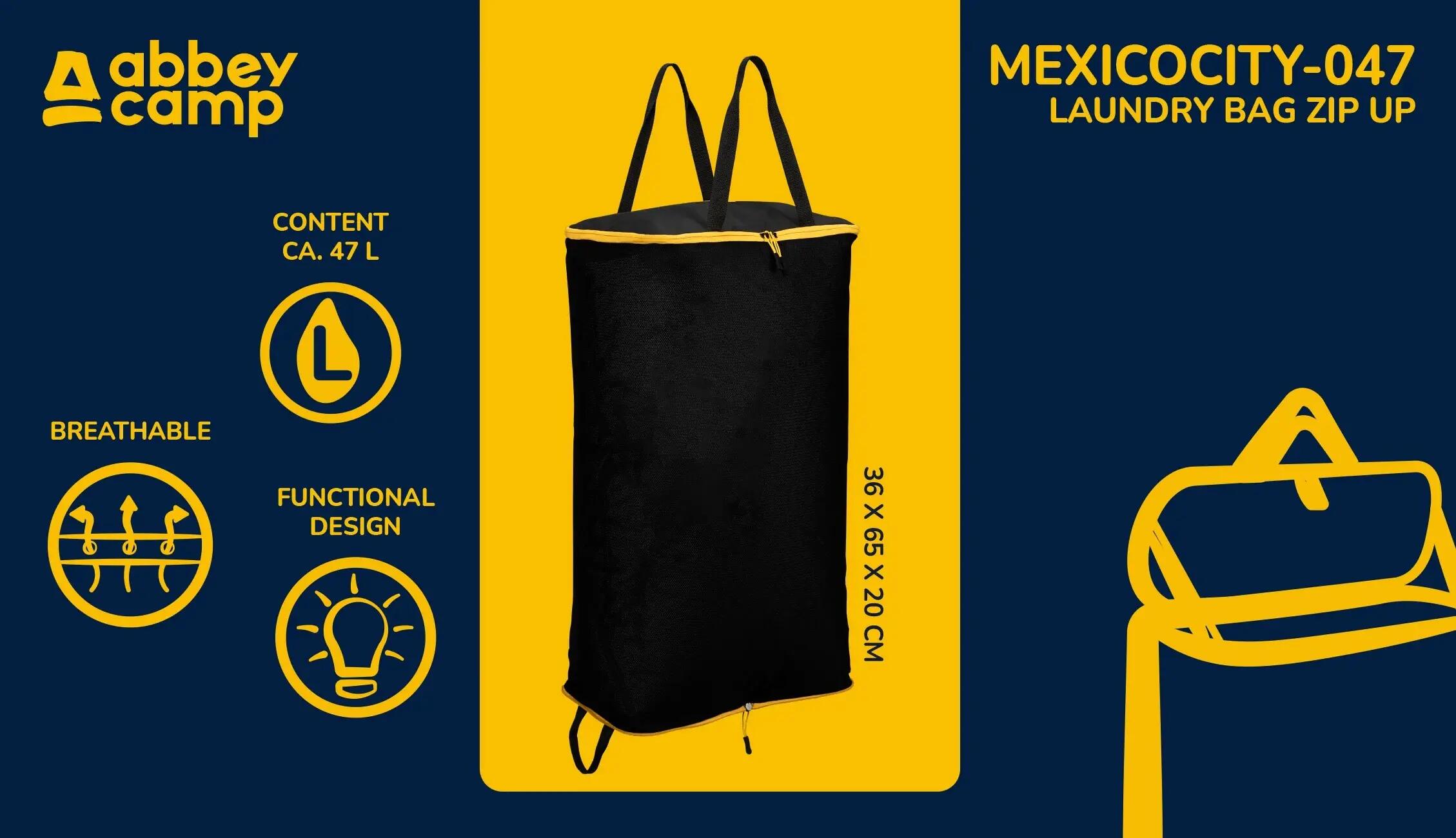 Geantă de rufe Abbey MexicoCity, 47 L, pliabilă, negru/galben. 3/5