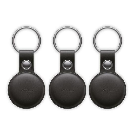 Lokalizator biały bluetooth x3 z czarnym etui z zawieszką dla iOS MILI MiTag