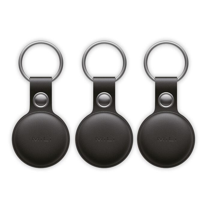 Lokalizator biały bluetooth x3 z czarnym etui z zawieszką dla iOS MILI MiTag