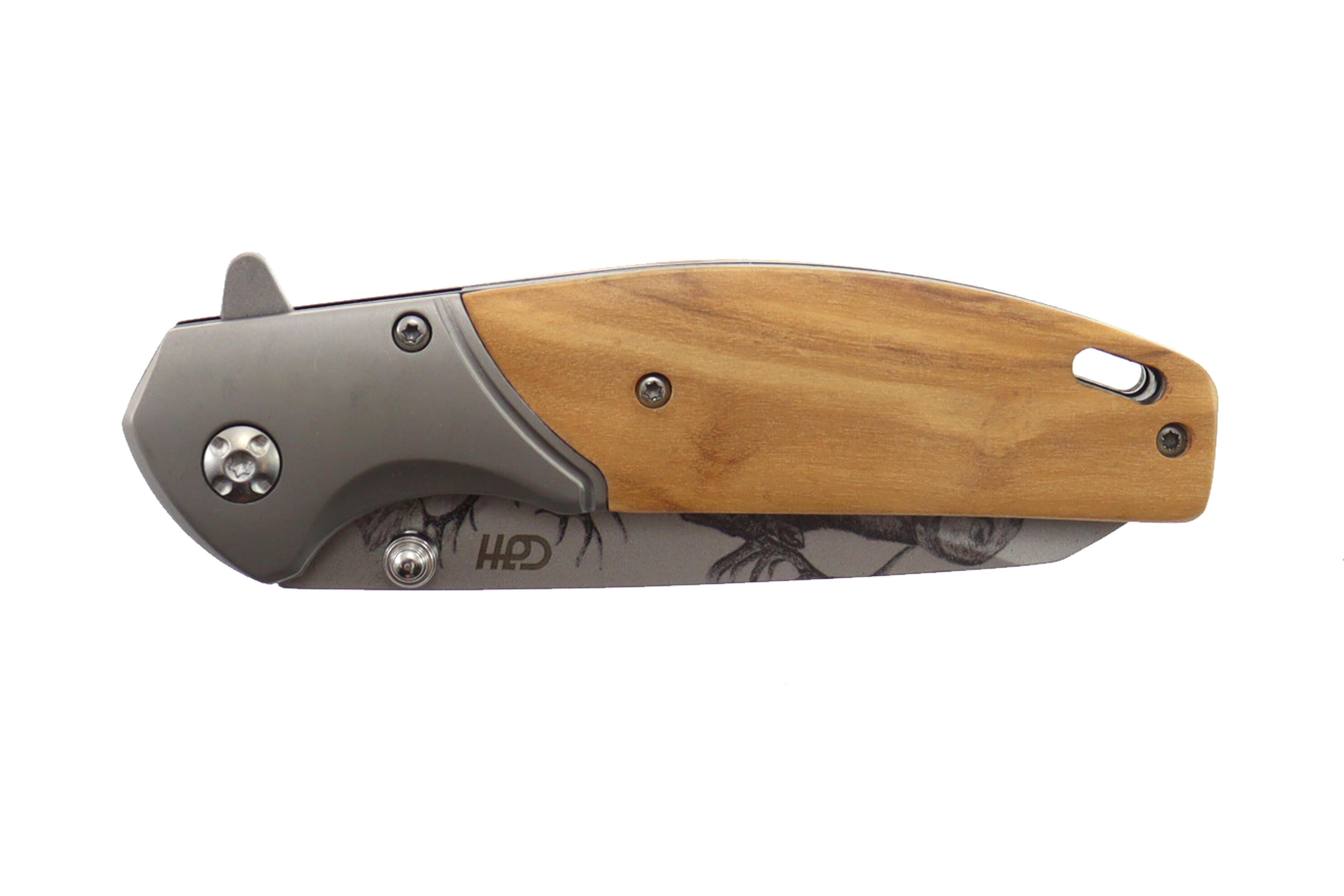 Nóż z motywem jelenia olive wood 3/4