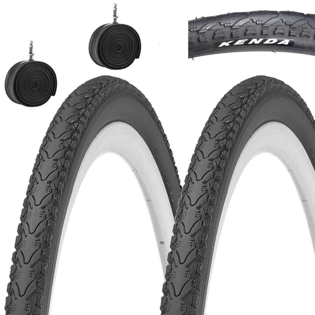 2 tyres 700x35C+tubes, tyres trekking 700x35C rubber semi slick EV