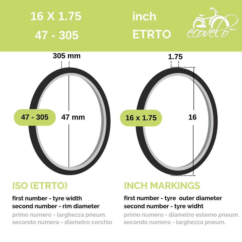 2 copertoni 16 x 1.75 (47-305) per bici bambino EV 2/4