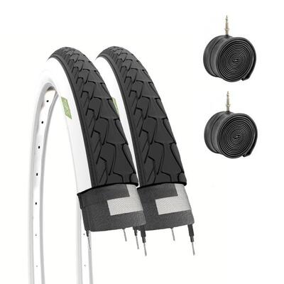 2 banden 700x35c (37-622) 28 5/8 3/8+binnenbanden, 700x35c zwart/wit weg ev