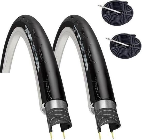 2 Reifen Rennrad 700x23C (23-622)+Schläuche, Reifen 700x23C 170tpi EV