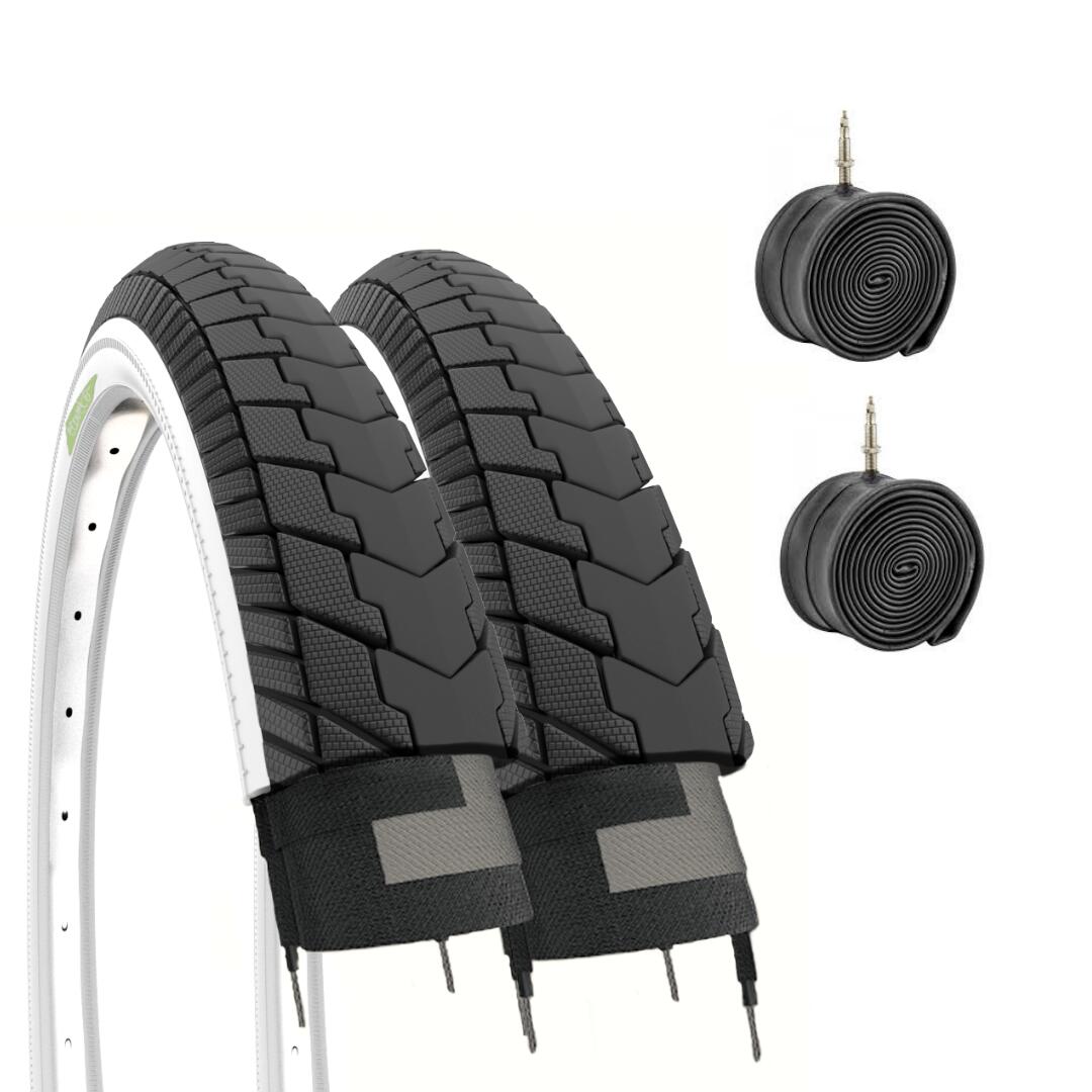 ECOVELO 2 copertoni 24 x 1.75 (47-507) + camere bianconeri bici  EV