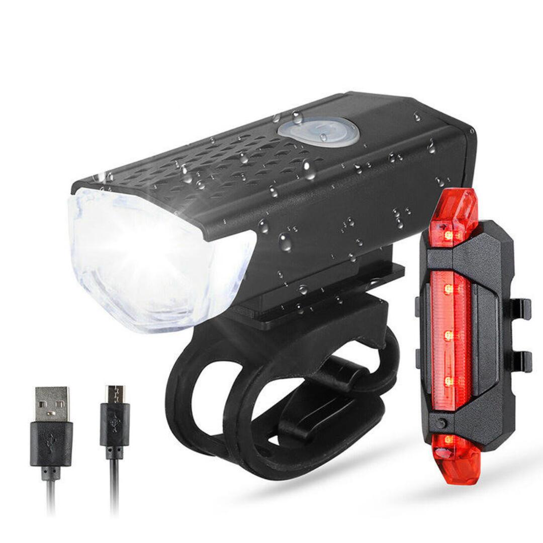 LED-fietslicht vooraan 300 lumen + USB-achterlicht 1/8