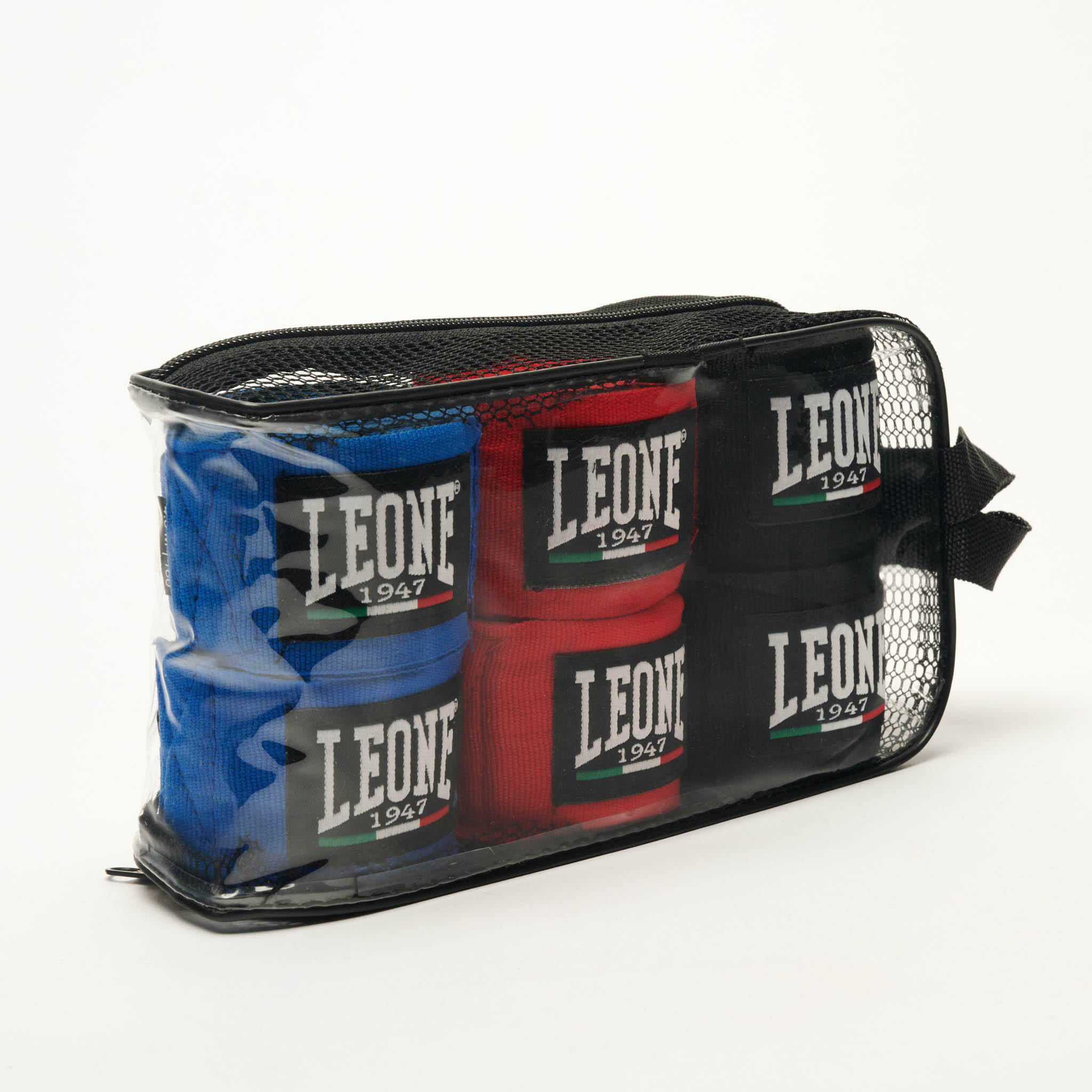 LEONE 1947 Pack 3 vendas semielásticas Leone1947 rojo, azul,negro/350cm