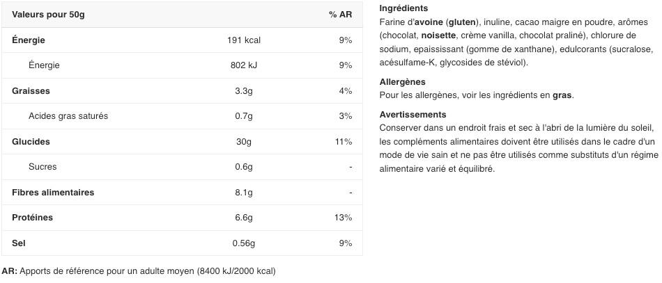 Farine d'avoine - My Instant Oats - Chocolat Noisette 1500g 2/2
