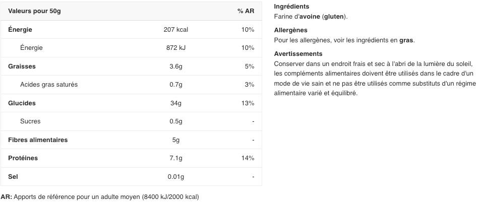 Farine d'avoine - My Instant Oats - Saveur neutre 1500g 2/2