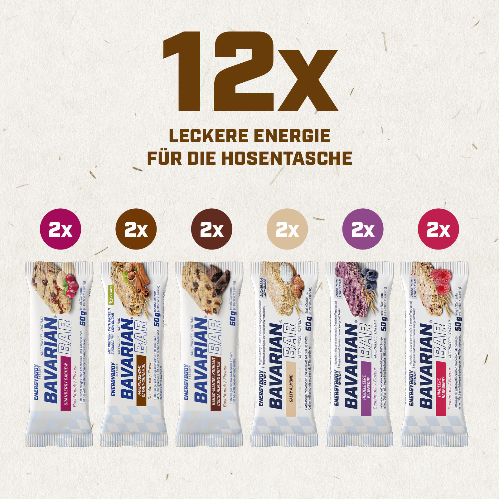Energie-Riegel Haferriegel Müsliriegel Bavarian Bar Selection Box 12 x 50 g 2/7