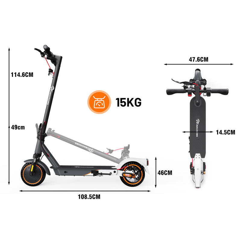 Trottinette Électrique Pliable Adulte-EVERCROSS EV85F(ABE)-Gris Orange