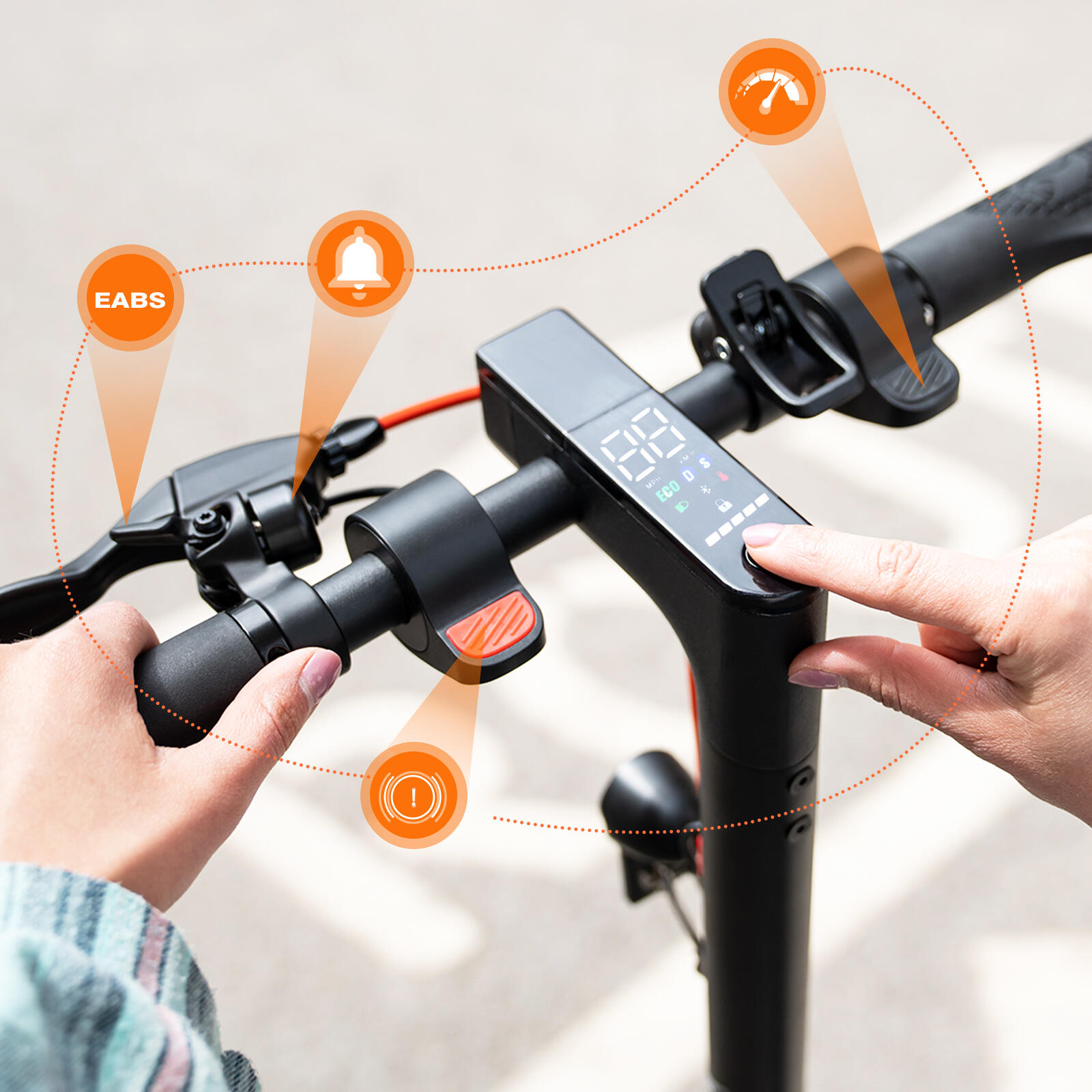 E-Scooter faltbarer mit Straßenzulassung (ABE)– EVERCROSS EV85F – Schwarz Rot 3/7