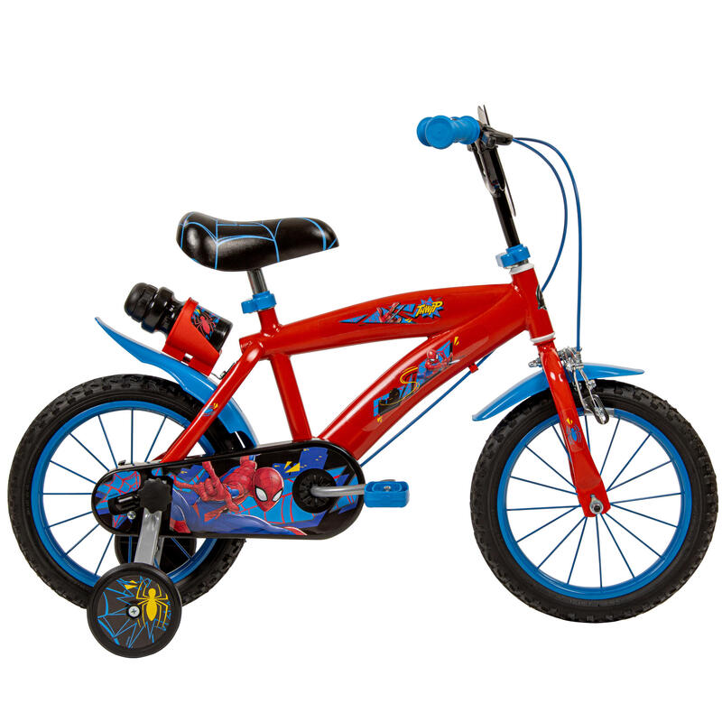 Huffy Marvel Spiderman 14" Fiets met Zijwieltjes & Fles, Leeftijd 4-6, 98-112cm