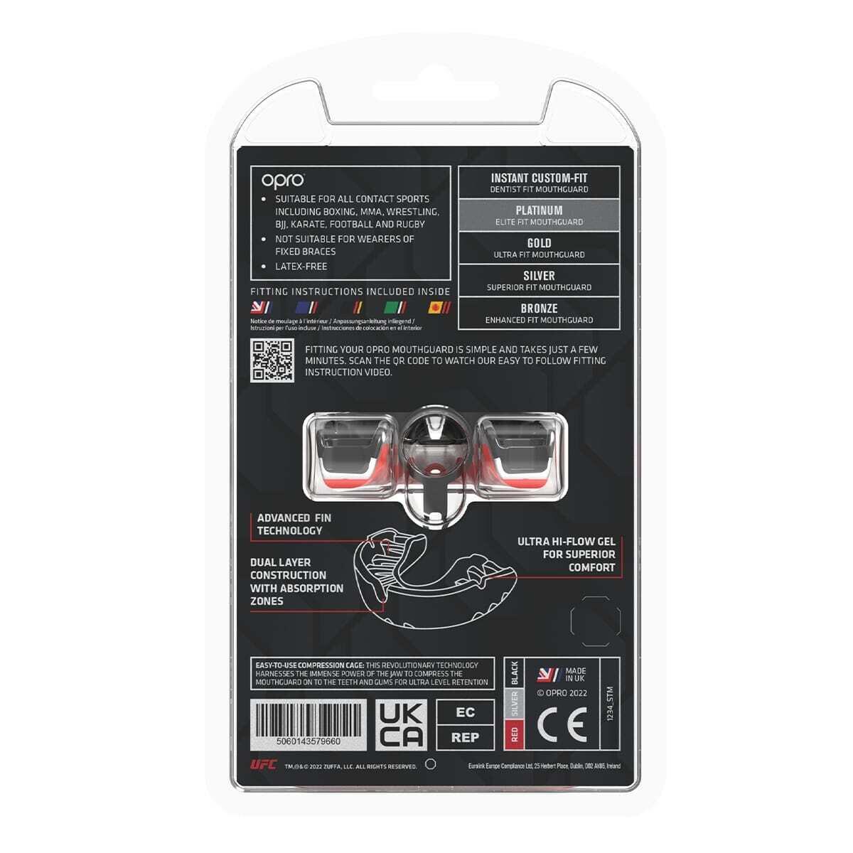 Paradenti OPRO UFC Gold – Rosso/Argento 4/7