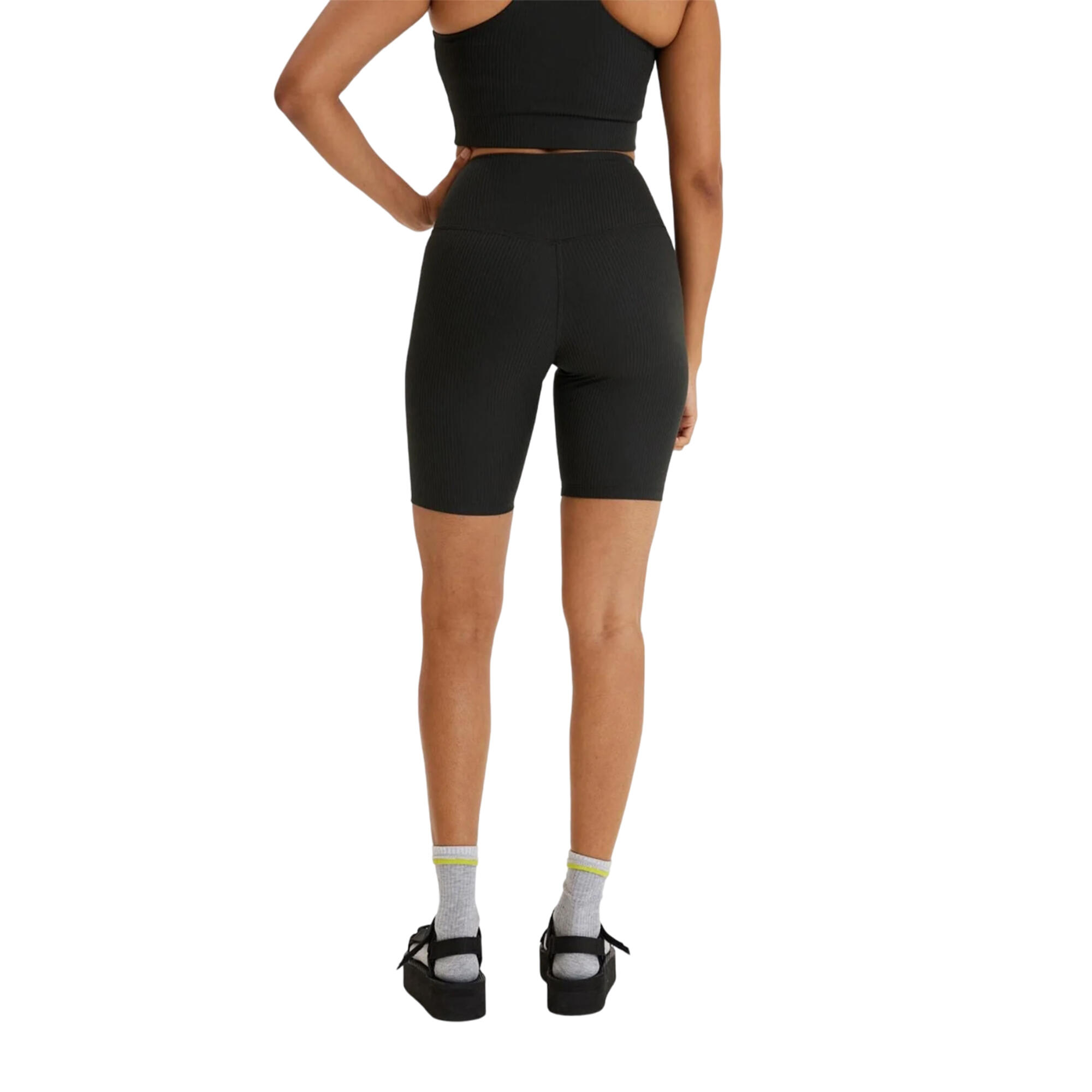 Womens/Ladies Ribbed Cycling Shorts (Black) 2/3