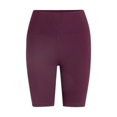 Dames compressief fietsshort met hoge taille (pruim)