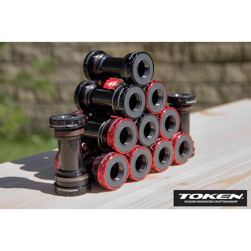 Suport rowerowy TOKEN TK878EX Rama BSA Korba Shimano - oś 24mm, czerwony