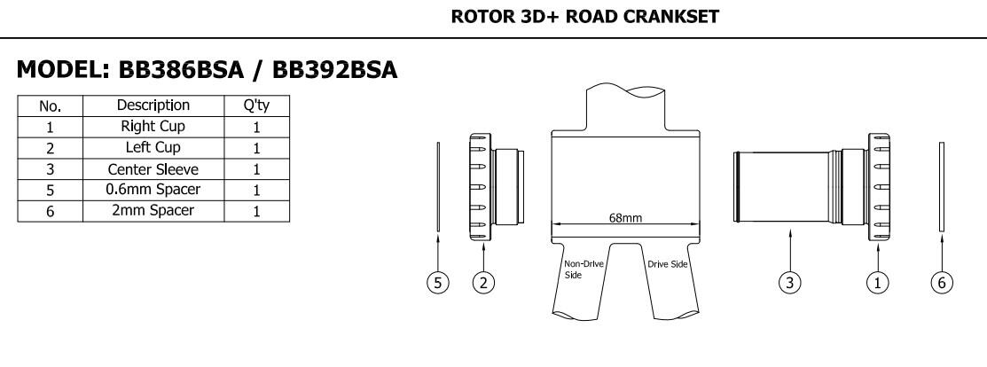 Suport rowerowy TOKEN BB392BSA BB386BSA Rama: BSA 68/73 Korba BB386 BB392 30mm 3/6