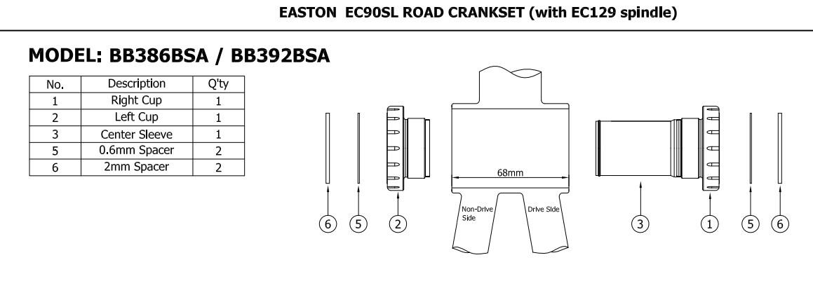 Suport rowerowy TOKEN BB392BSA BB386BSA Rama: BSA 68/73 Korba BB386 BB392 30mm 2/6