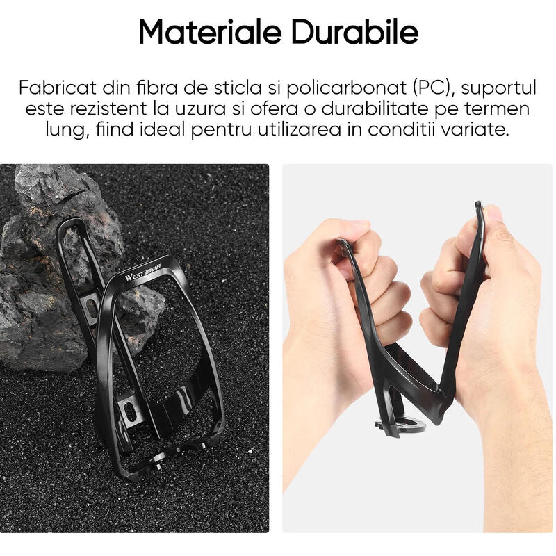 Suport sticla apa bicicleta, montare pe cadru, pt recipiente cu diametru max 7cm