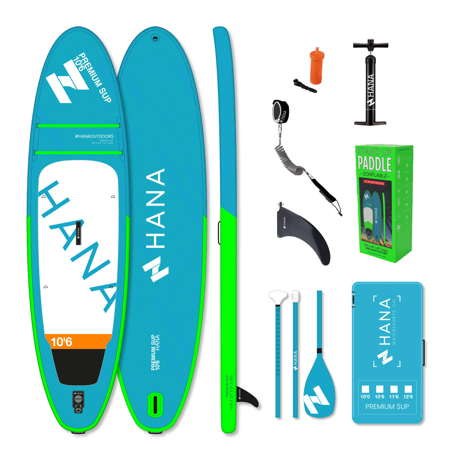 HANA OUTDOORS Paquete completo paddle surf inflable 10'6 premium