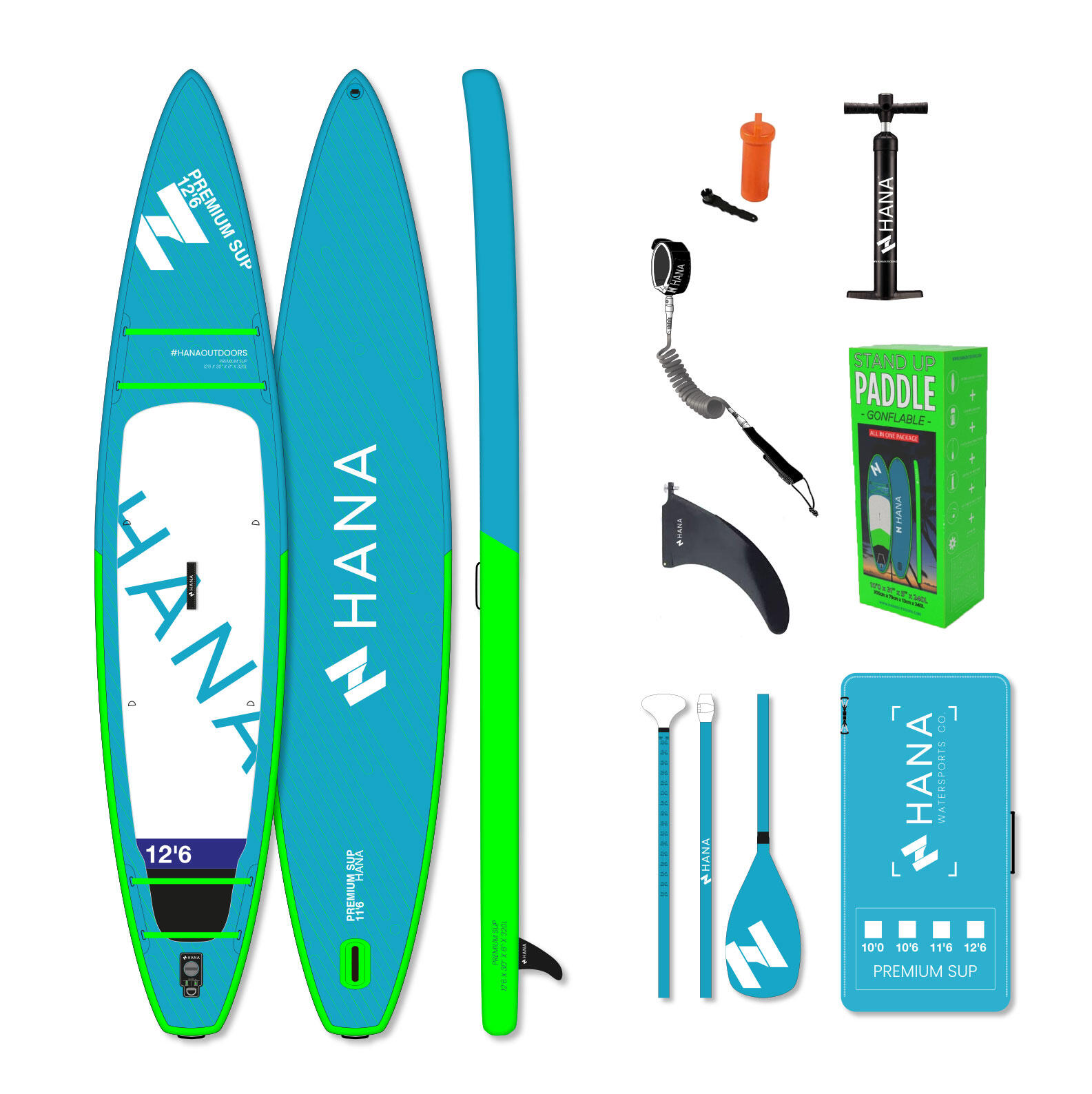 HANA OUTDOORS Paquete completo paddle surf inflable 12'6 premium