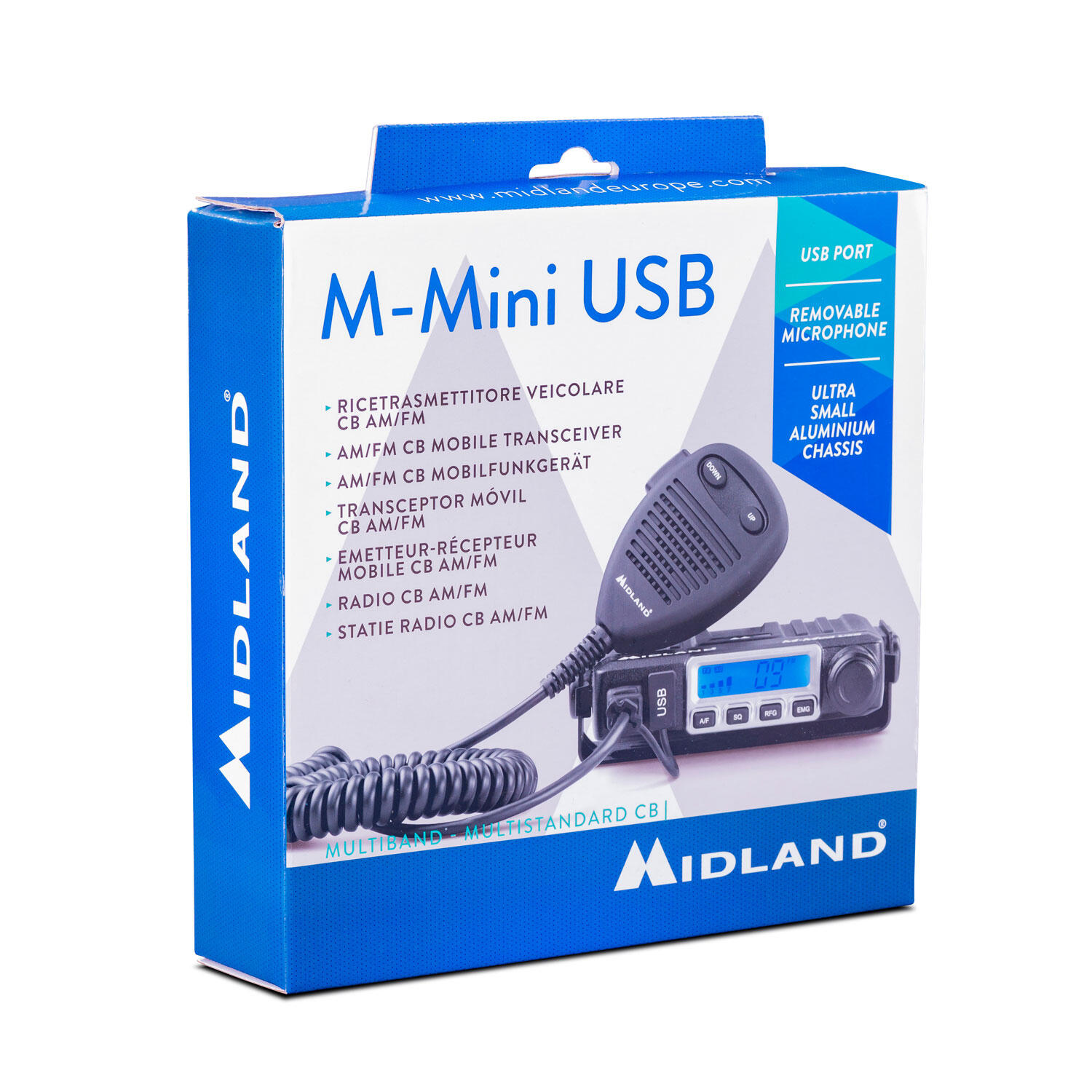 MIDLAND M-MINI USB Radio CB Multibanda, 40 canali, 1-4 W, USB per auto 3/7