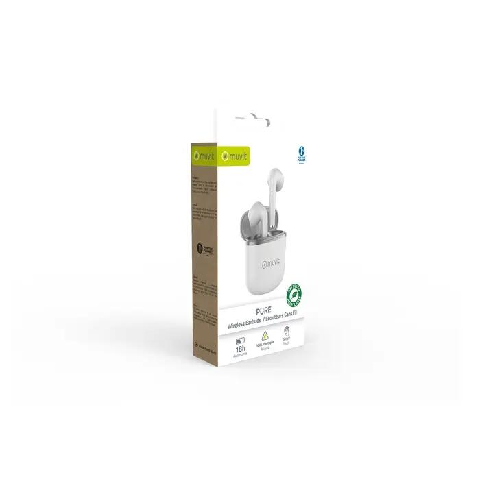 ECOUTEURS SANS FIL PURE PLASTIQUE RECYCLE BLANC 3/3