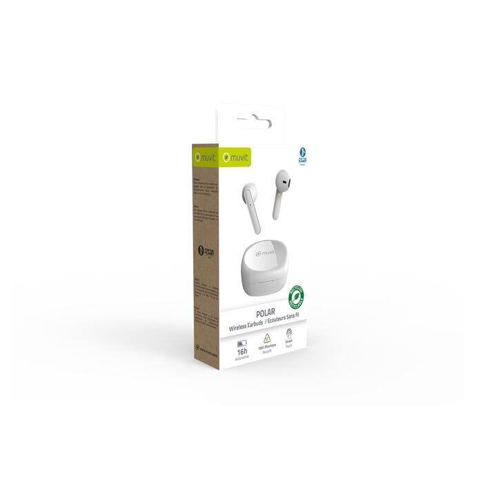 ECOUTEURS SANS FIL POLAR PLASTIQUE RECYCLE BLANC 3/3