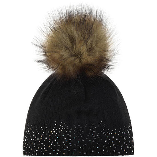 Berretto Neila Lux Crystal da donna invernale in pile con pompon caldo merino