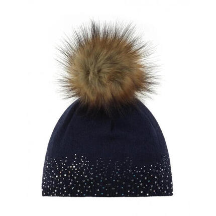 Bonnet Neila Lux Crystal à pompon femme bonnet d'hiver polaire chaud Merino