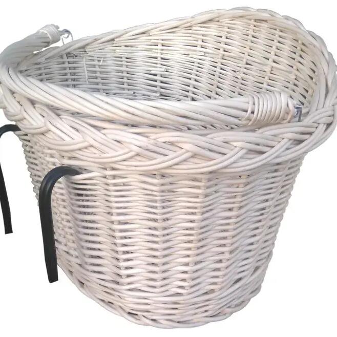 White Wicker Basket – Beautiful Large Bicycle Basket