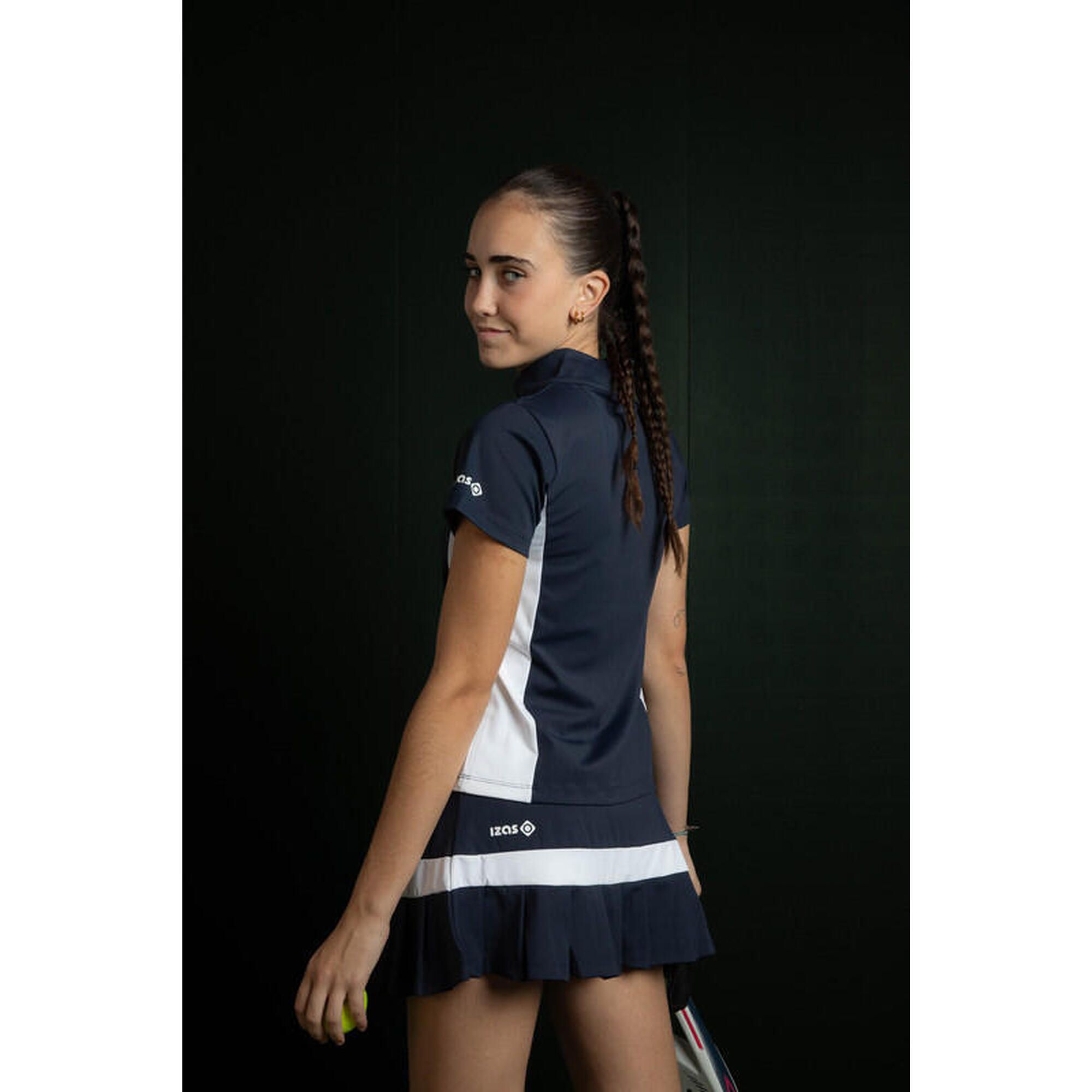 Camisola de padel feminina Temple Top, com fecho de correr,elástica e respirável