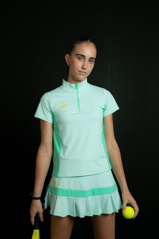 Temple Top dames padel shirt, met rits, elastisch en ademend 6/7